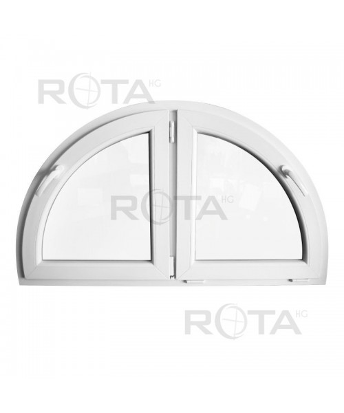 Finestra semicircolare a due ante 1350x750mm in PVC Bianco
