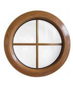 Finestra rotonda oblò fisso PVC colore legno con inglesine interne