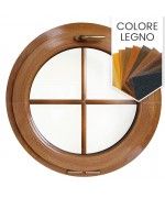 Finestra rotonda a vasistas PVC colore legno con inglesine interne