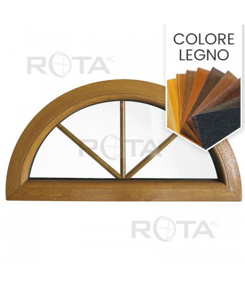 Finestra semicircolare fissa PVC colore legno con inglesine interne