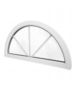 Finestra semicircolare mezzaluna fissa in PVC bianco con inglesine interne