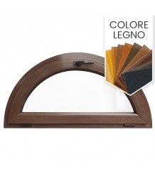 Finestra semicircolare a vasistas mezzaluna PVC colore legno