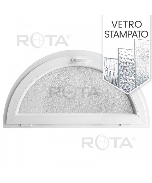 Finestra semicircolare a vasistas PVC bianco con vetro stampato