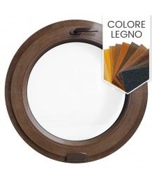 Finestra rotonda oblò a vasistas PVC colore legno con cerniera Estetic 3D