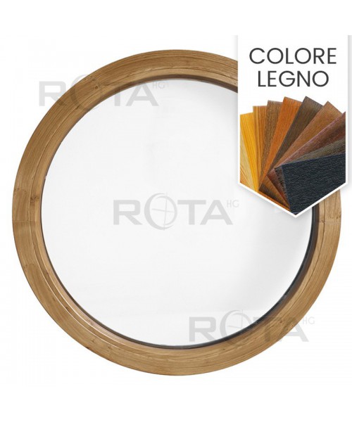 Finestra rotonda oblò fisso in PVC colore legno