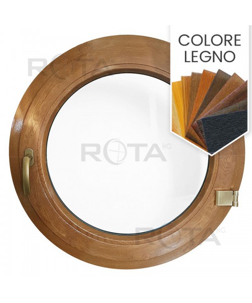 Finestra oblò a battente in PVC colore effetto legno