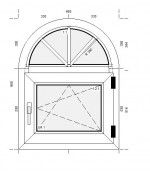 Finestra ad arco 660x860 ad anta-ribalta in PVC Bianco