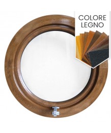 Finestra rotonda oblò a sporgere in PVC colore legno