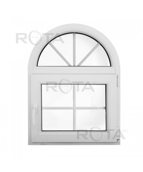 Finestra ad arco 700x900mm ad anta-ribalta in PVC Bianco con inglesina