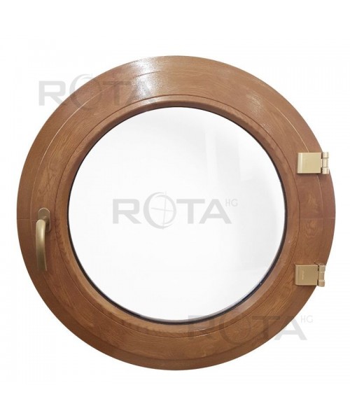 Finestra rotonda oblò a battente in PVC Quercia Dorata in pronta consegna