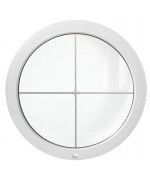 Finestra rotonda oblò fisso in PVC bianco con inglesine interne