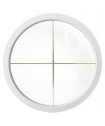 Finestra rotonda oblò fisso in PVC bianco con inglesine interne