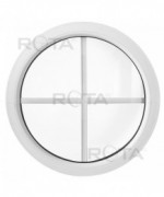 Fenêtre ronde fixe PVC blanc à petits carreaux incorporés