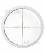 Fenêtre ronde fixe PVC blanc à petits carreaux incorporés