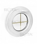 Fenêtre ronde à soufflet PVC blanc à petits carreaux incorporés