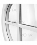 Fenêtre ronde fixe PVC blanc à petits carreaux rapportés