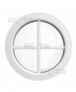 Fenêtre ronde fixe PVC blanc à petits carreaux rapportés