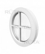 Fenêtre ronde fixe PVC blanc à petits carreaux rapportés