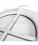 Fenêtre ronde à soufflet PVC blanc à petits carreaux rapportés