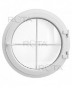 Fenêtre ronde à la française PVC blanc à petits carreaux incorporés