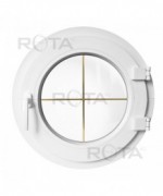 Fenêtre ronde à la française PVC blanc à petits carreaux incorporés