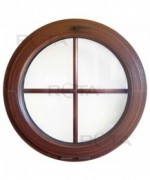 Fenêtre ronde à soufflet PVC en couleur avec croisillons incorporés