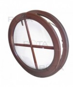Fenêtre ronde à soufflet PVC en couleur avec croisillons incorporés
