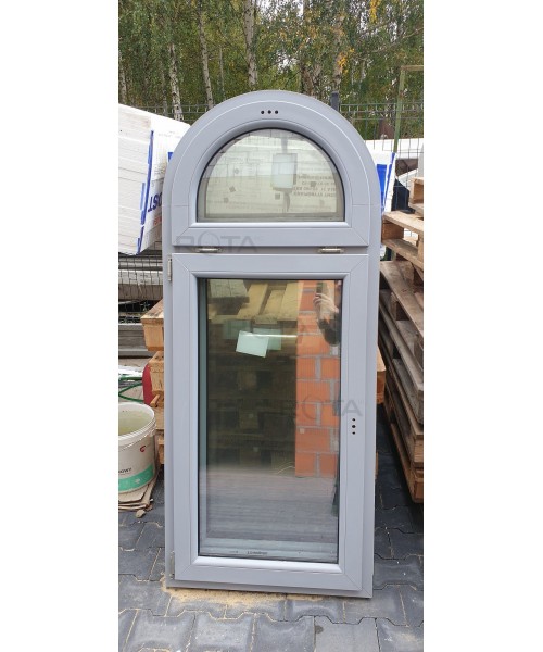 Fenêtre plein cintre 720x1680 PVC Gris Lisse (7001)