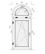 Fenêtre plein cintre 720x1680 PVC Gris Lisse (7001)