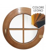 Finestra rotonda a battente PVC colore legno con inglesina incollata